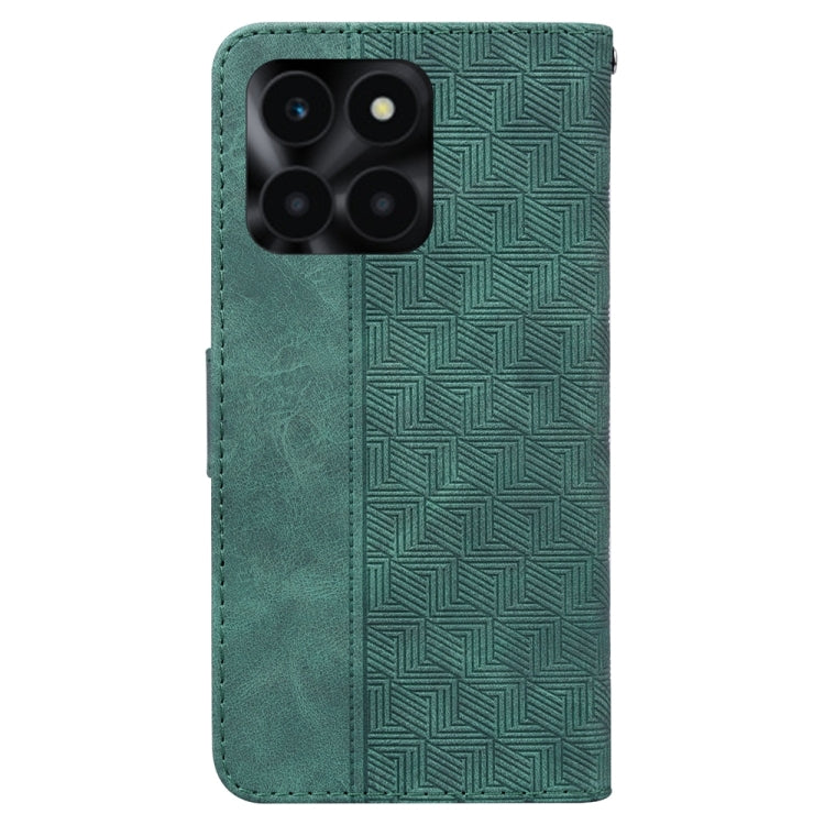 For Honor X6a Geometric Embossed Leather Phone Case(Green)