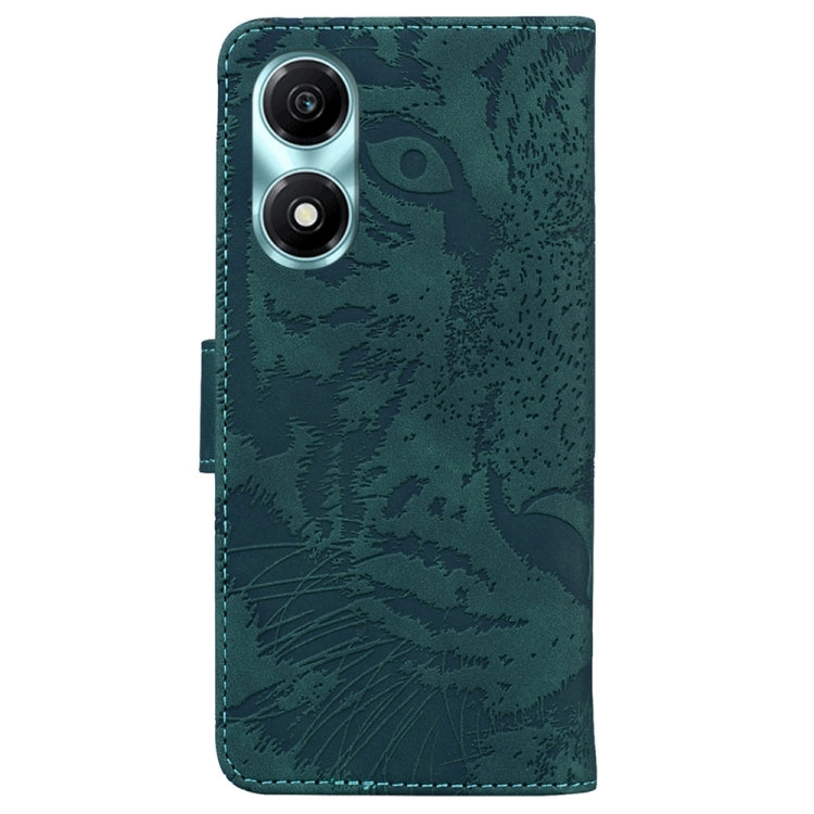 For Honor X5 Plus / Play 40C Tiger Embossing Pattern Flip Leather Phone Case(Green)