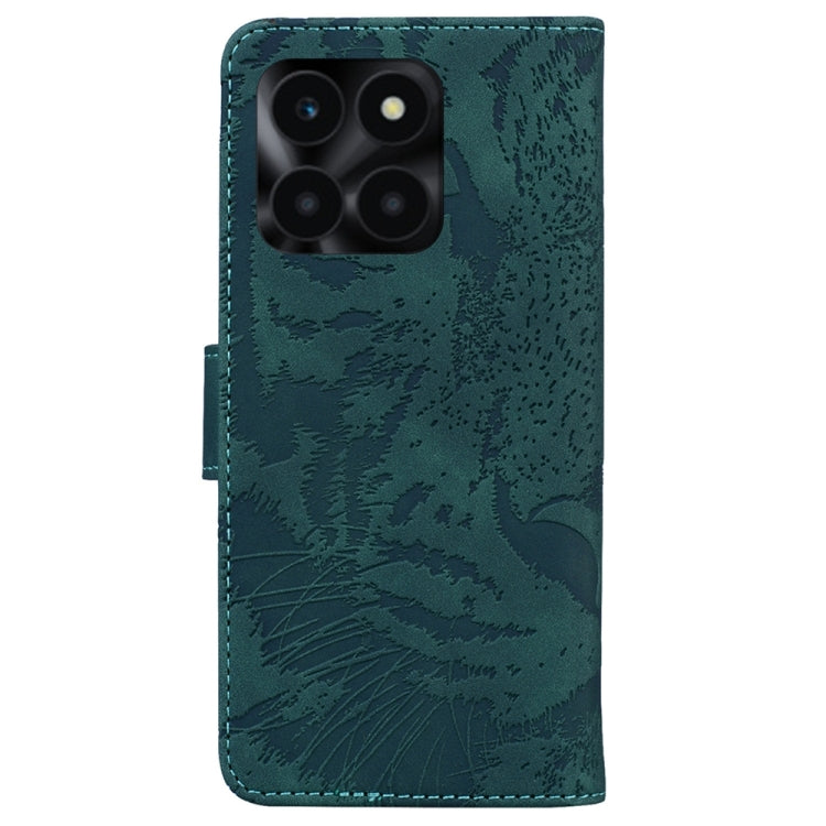 For Honor X6a Tiger Embossing Pattern Flip Leather Phone Case(Green)