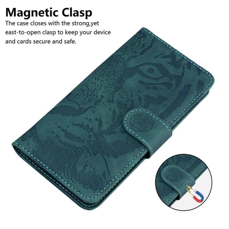 For Honor X6a Tiger Embossing Pattern Flip Leather Phone Case(Green)