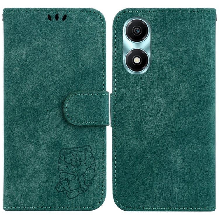 For Honor X5 Plus / Play 40C Little Tiger Embossed Leather Phone Case(Green)