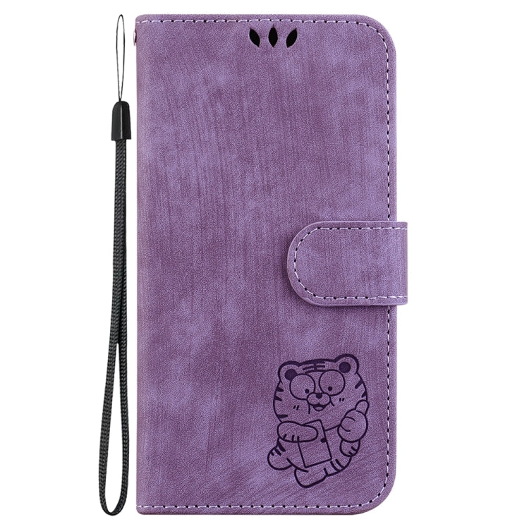 For Honor X5 Plus / Play 40C Little Tiger Embossed Leather Phone Case(Purple)