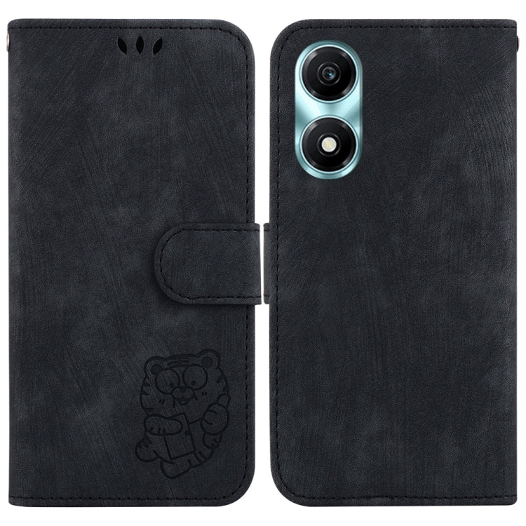 For Honor X5 Plus / Play 40C Little Tiger Embossed Leather Phone Case(Black)