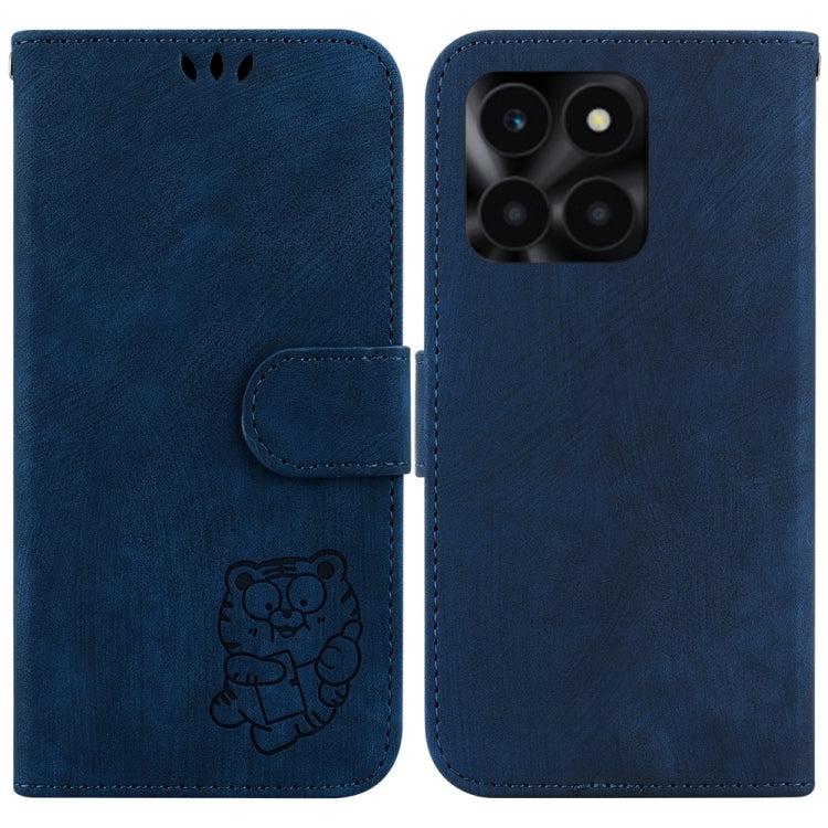 For Honor X6a Little Tiger Embossed Leather Phone Case(Dark Blue)