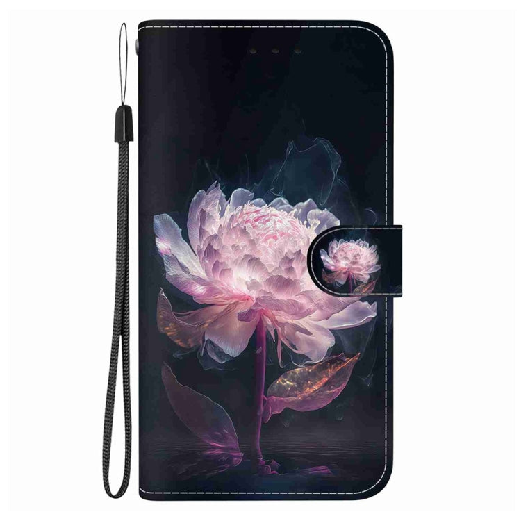 For Samsung Galaxy S24 5G Crystal Texture Colored Drawing Leather Phone Case(Purple Peony)