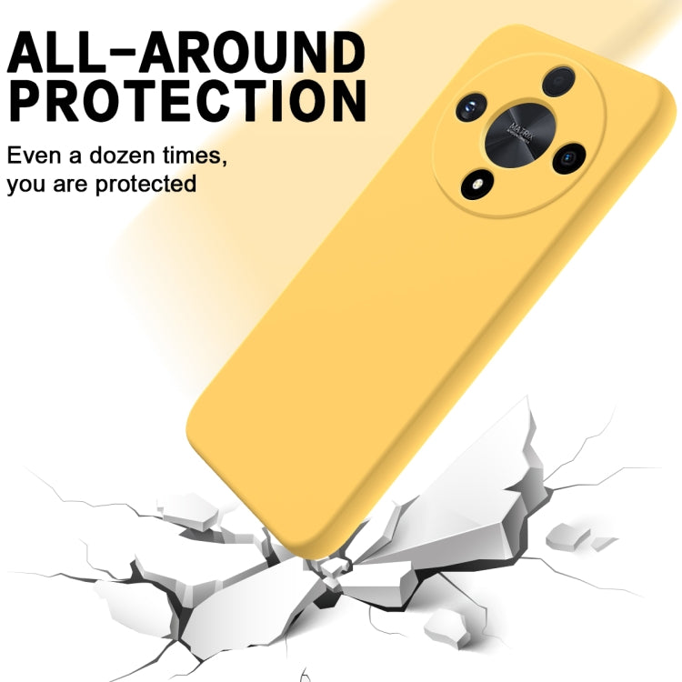 For Honor X9b Solid Color Liquid Silicone Dropproof Full Coverage Protective Case(Yellow)
