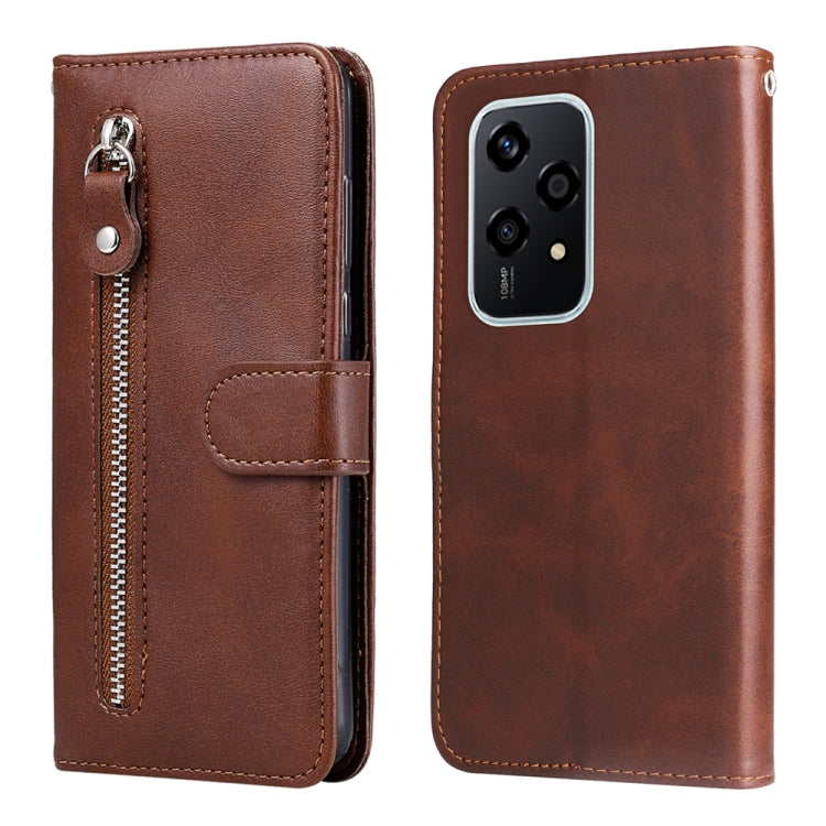 For Honor 200 Lite 5G Global Fashion Calf Texture Zipper Leather Phone Case(Brown)