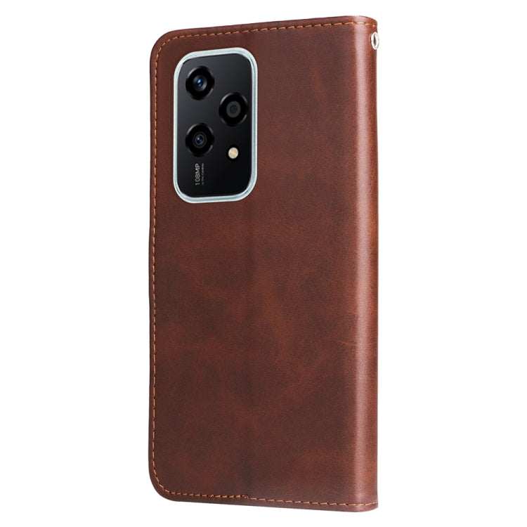 For Honor 200 Lite 5G Global Fashion Calf Texture Zipper Leather Phone Case(Brown)