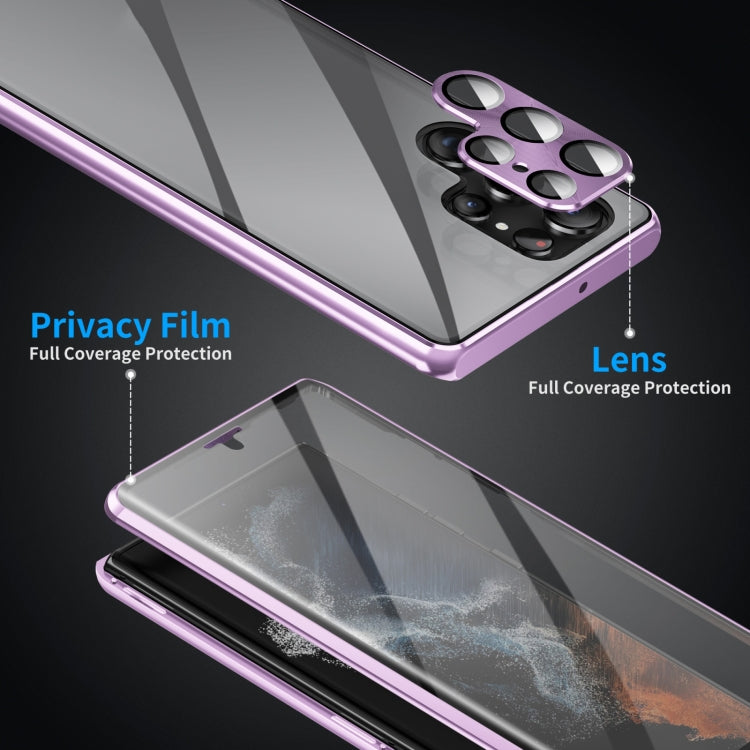 For Samsung Galaxy S24 5G HD Full Cover Magnetic Metal Tempered Glass Phone Case(Purple)