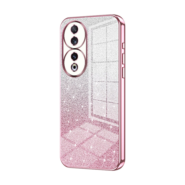 For Honor 90 Gradient Glitter Powder Electroplated Phone Case(Pink)