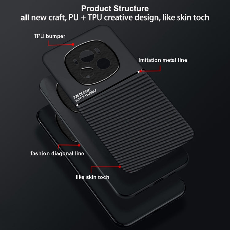 For Honor Magic6 Pro Classic Tilt Strip Grain Magnetic Shockproof PC + TPU Phone Case(Black)