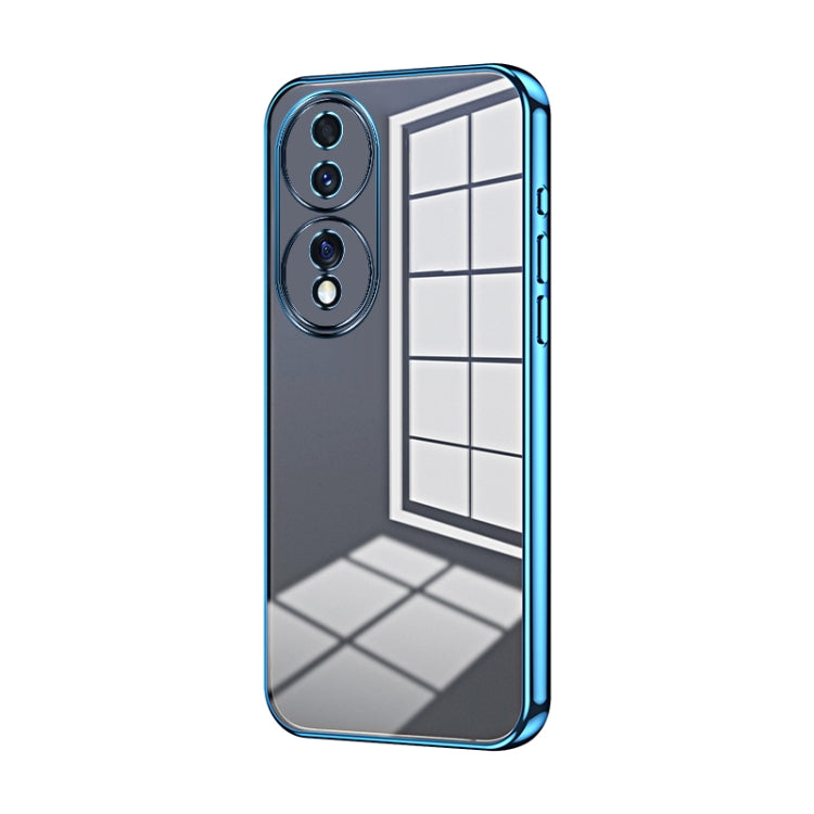 For Honor 70 Transparent Plating Fine Hole Phone Case(Blue)