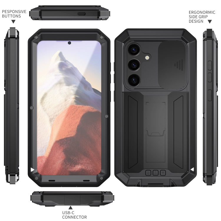 For Samsung Galaxy S24 5G R-JUST Sliding Camera Life Waterproof Holder Phone Case(Black)