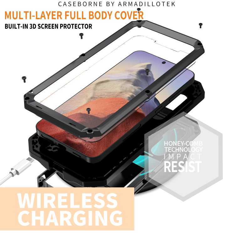 For Samsung Galaxy S24 5G R-JUST Sliding Camera Life Waterproof Holder Phone Case(Black)