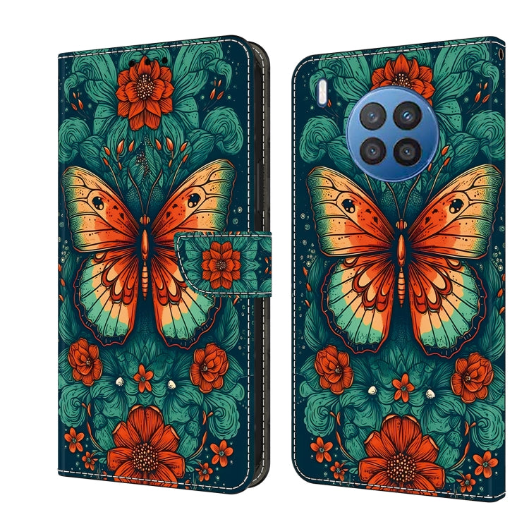 For Honor 50 Lite Crystal Painted Leather Phone case(Flower Butterfly)