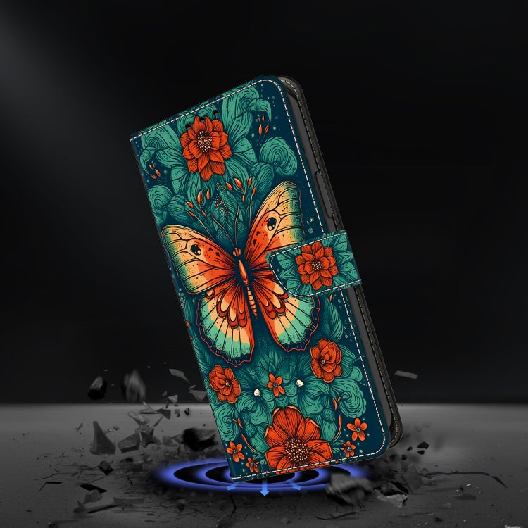 For Honor 50 Lite Crystal Painted Leather Phone case(Flower Butterfly)