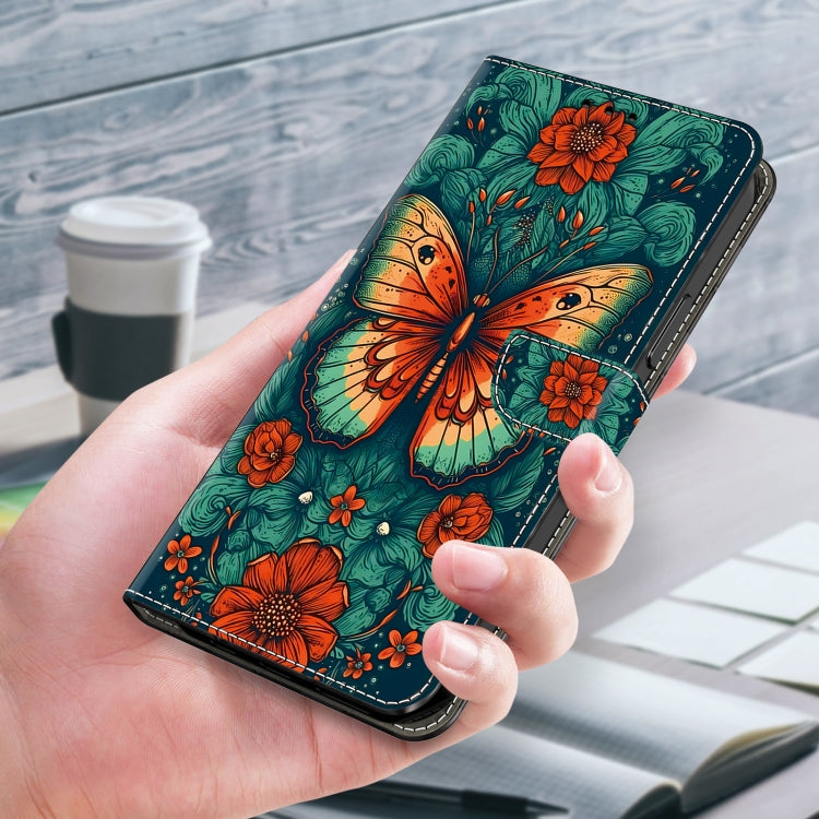 For Honor 50 Lite Crystal Painted Leather Phone case(Flower Butterfly)