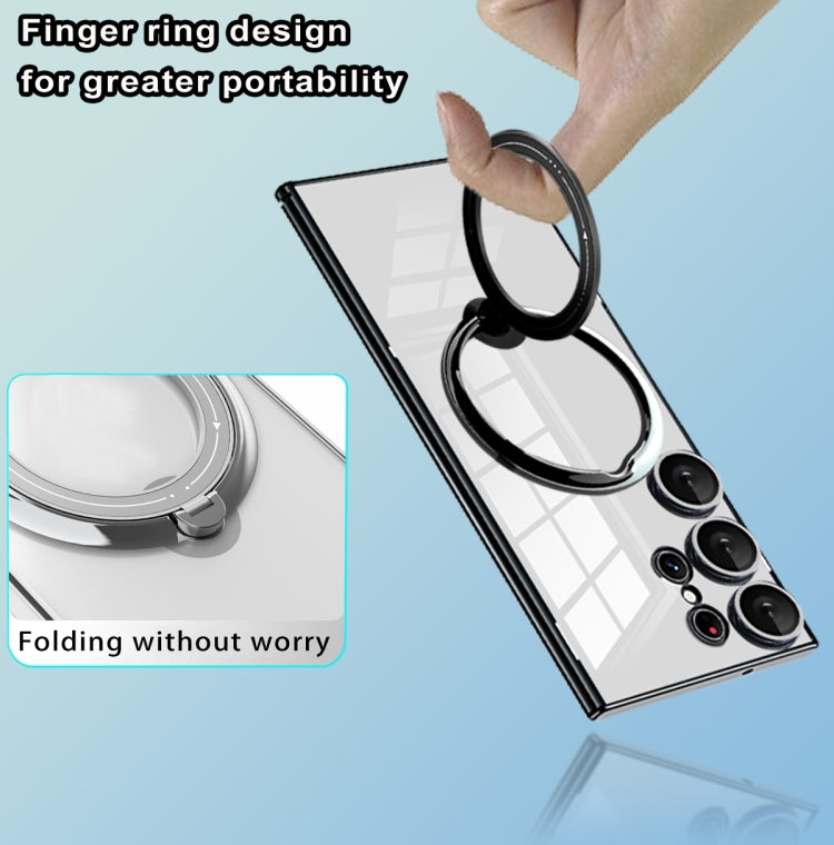 For Samsung Galaxy S24 Electroplating MagSafe 360 Degree Rotation Holder Shockproof Phone Case(Dark Purple)