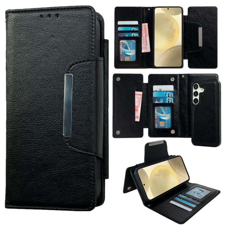 For Samsung Galaxy S24 5G Multifunctional 7-Card Wallet Leather Phone Case(Black)