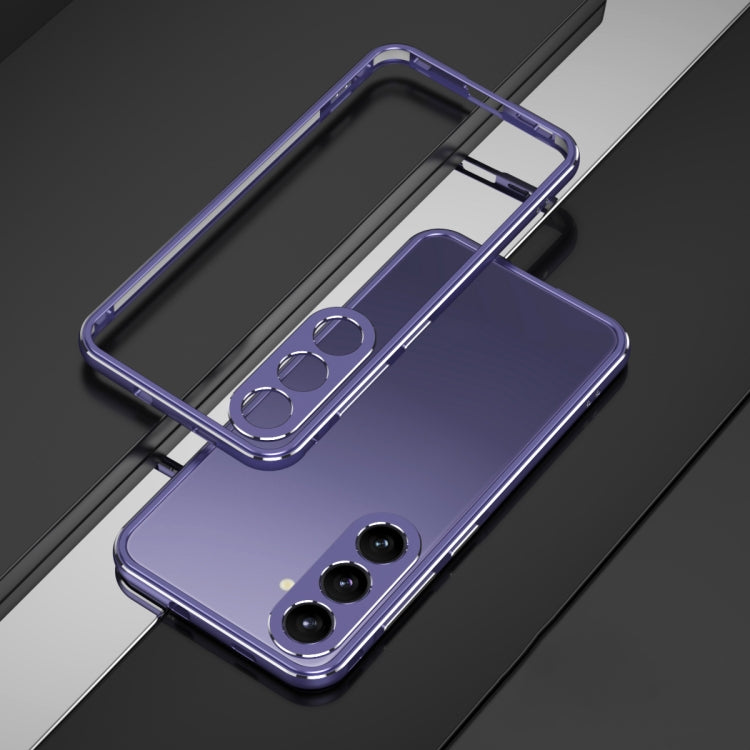 For Samsung Galaxy S24 5G Aurora Series Lens Protector + Metal Frame Phone Case(Purple Silver)