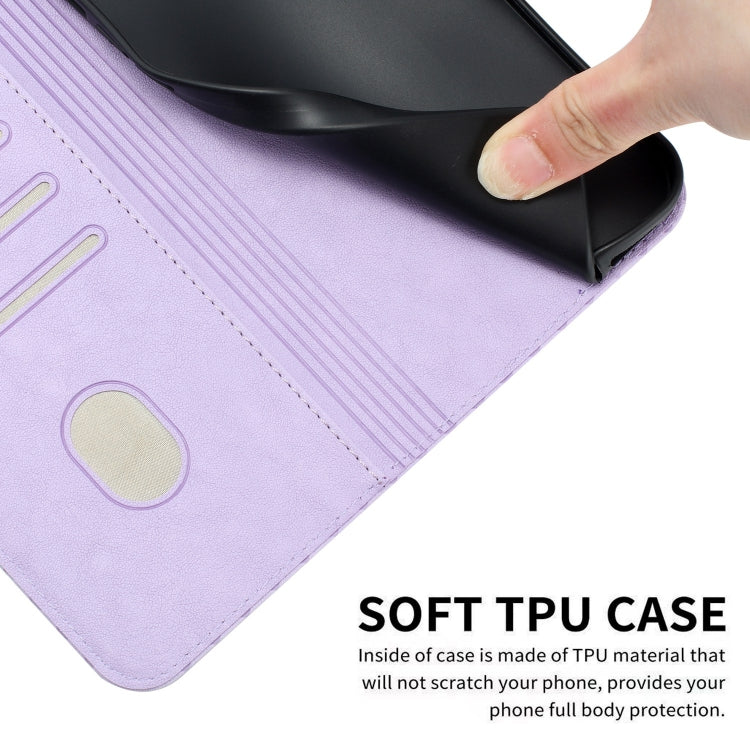 For Samsung Galaxy S24 5G Woven Embossed RFID Blocking Leather Phone Case(Purple)