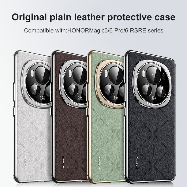 For Honor Magic6 Pro Plain Leather PC Phone Case(Green)