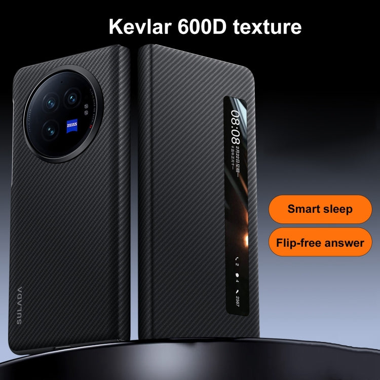 For vivo X Fold3 Pro SULADA Kevlar 600D Texture Smart Window Leather Phone Case(Black)