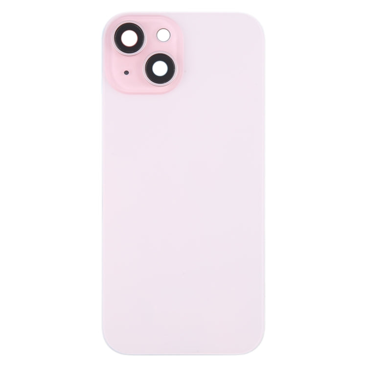 For iPhone 15 Battery Back Cover with Camera Lens Cover + MagSafe Magnet(Pink)