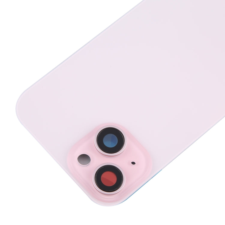 For iPhone 15 Battery Back Cover with Camera Lens Cover + MagSafe Magnet(Pink)