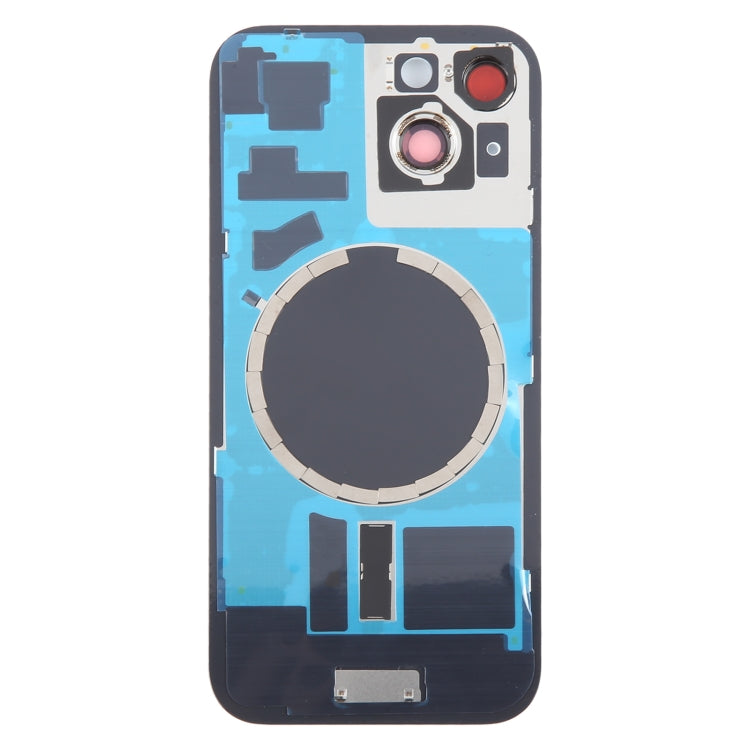 For iPhone 15 Battery Back Cover with Camera Lens Cover + MagSafe Magnet(Blue)