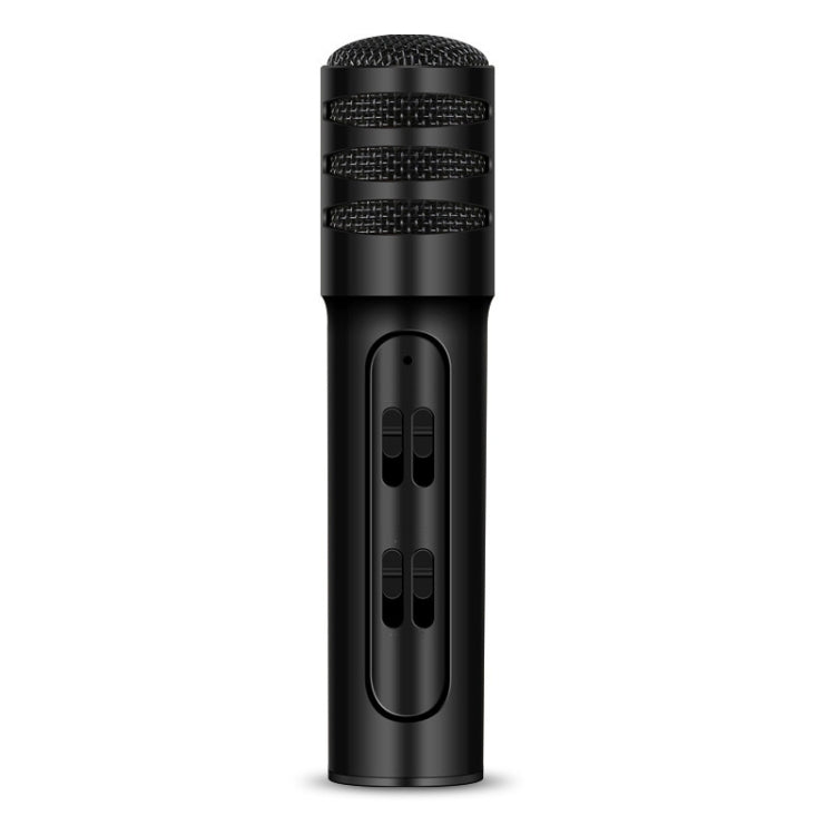 BGN-C7 Condenser Microphone Dual Mobile Phone Karaoke Live Singing Microphone Built-in Sound Card(Black)