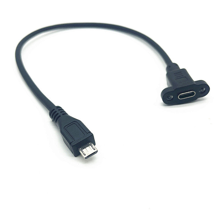 Micro usb to type-c female with ear android Micro male to type-c female extension cable with screw hole - 0.5m