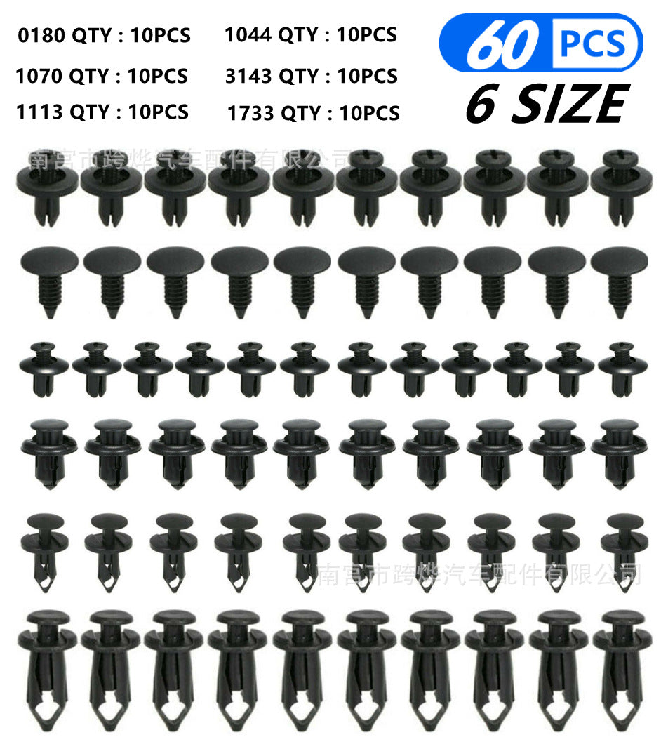 60Pcs Car Rivet Fastener Retainer Push Pin Body Bumper Rivet