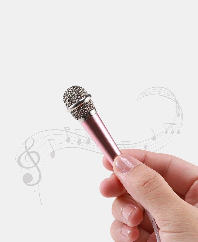 Mini Stereo Microphone Mic For Phone PC Chatting Singing Karaoke Rose Gold