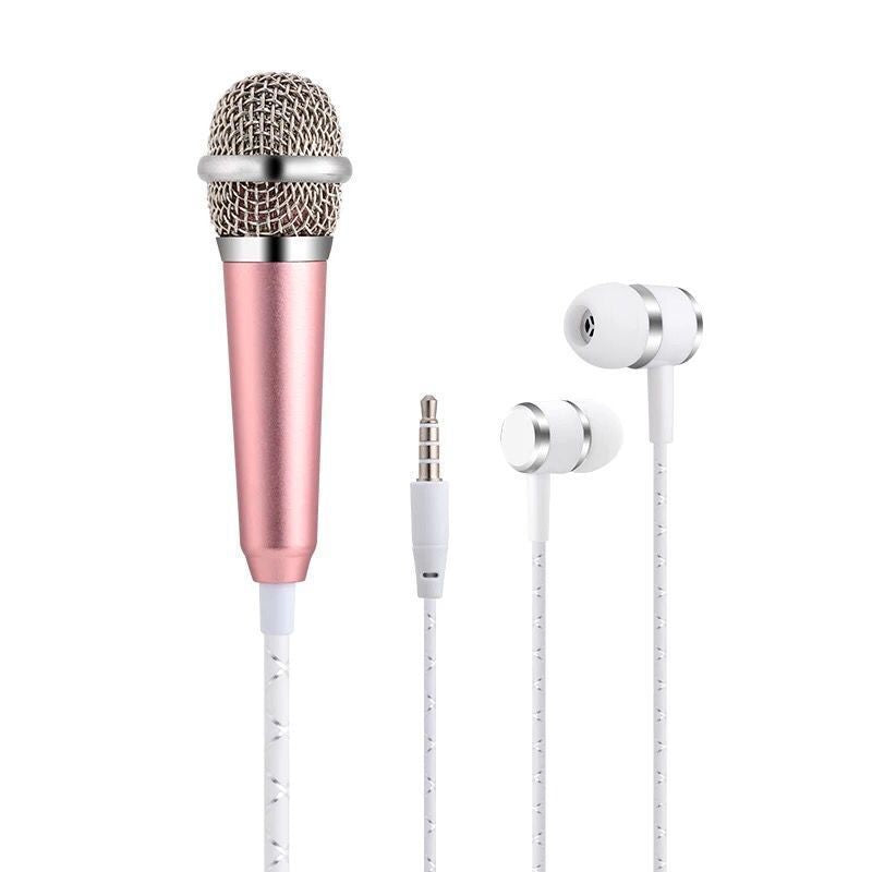 Mini Stereo Microphone Mic For Phone PC Chatting Singing Karaoke Rose Gold