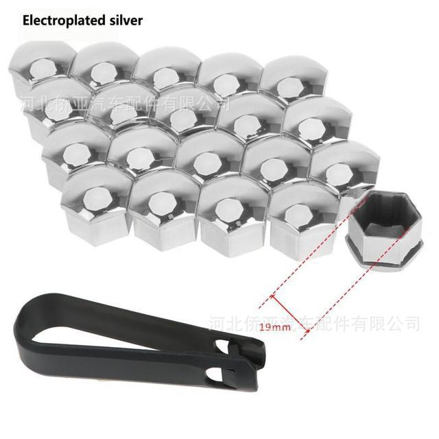 20Pcs 19MM Silver Chrome Car Wheel Nut Caps Bolt Cover Fit