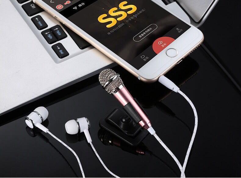 Mini Stereo Microphone Mic For Phone PC Chatting Singing Karaoke Rose Gold