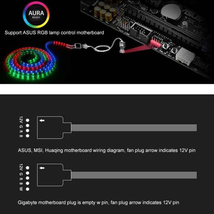 3 Pin 5V 1 to 4 Motherboard AURA RGB PC Cooling Extension Cable for Asus (Black)