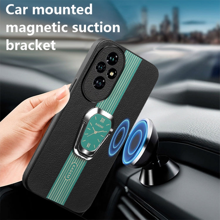 For Honor 200 Pro Magnetic Litchi Leather Back Phone Case with Holder(Green)