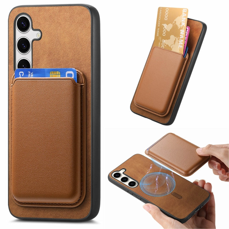 For Samsung Galaxy S24 5G Retro Magsafe Card Bag PU Back Cover Phone Case(Brown)