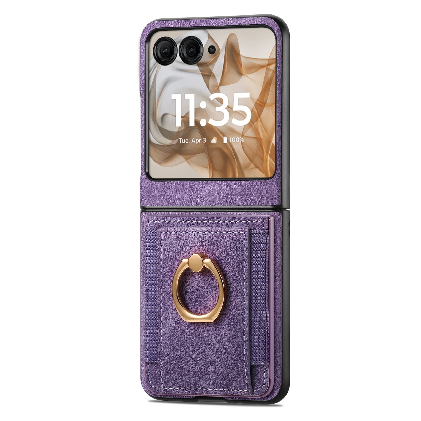 For Motorola Razr 50 Ultra Retro Skin-feel Ring Card Bag Phone Case(Purple)