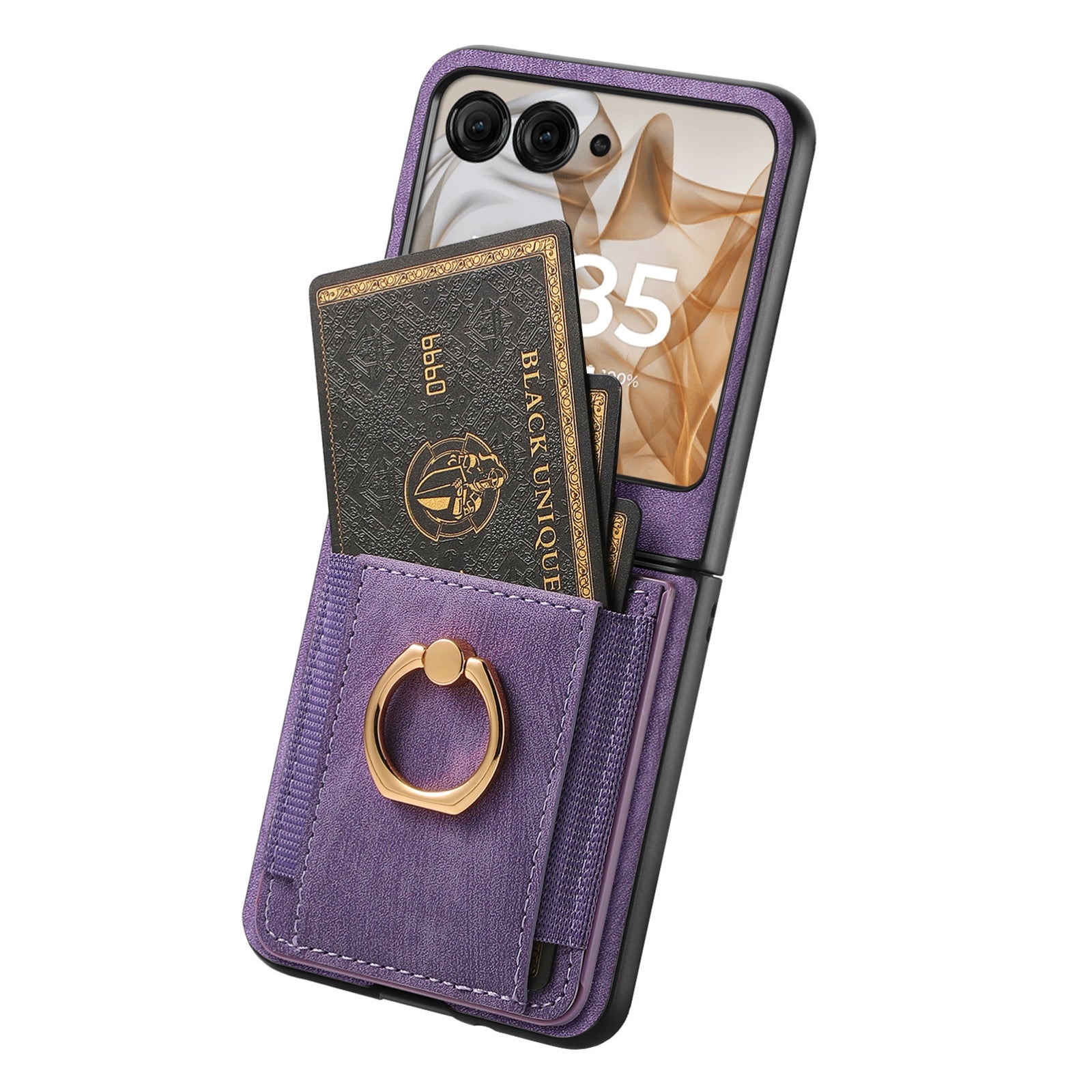 For Motorola Razr 50 Ultra Retro Skin-feel Ring Card Bag Phone Case(Purple)