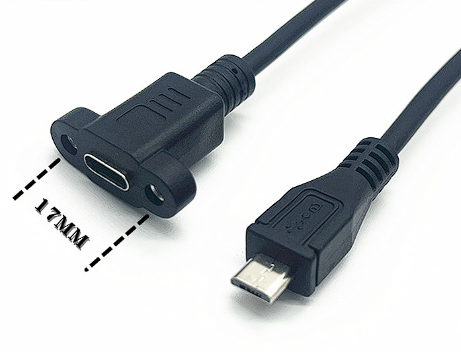 Micro usb to type-c female with ear android Micro male to type-c female extension cable with screw hole - 0.5m