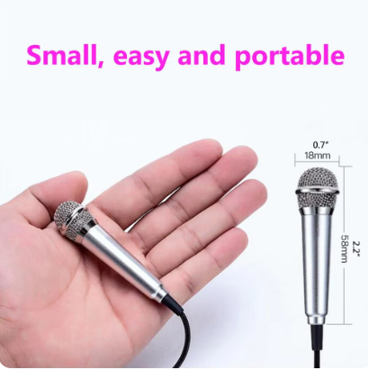 Portable 3.5mm Wired Mini Microphone Stereo Mic for Chatting Sing Pink