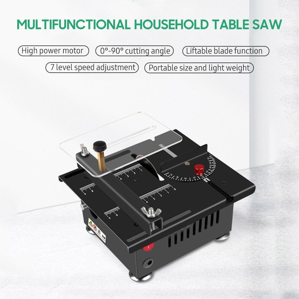 Table Saw Cutting Set 100W Mini Table Saw with 16mm Cutting Depth and Blade Flexible Shaft - EU Plug/Type 3/Liftable Blade