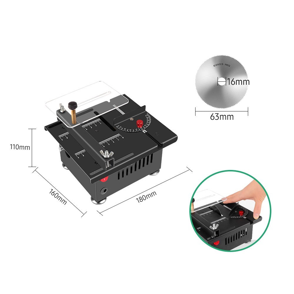 Table Saw Cutting Set 100W Mini Table Saw with 16mm Cutting Depth and Blade Flexible Shaft - EU Plug/Type 3/Liftable Blade