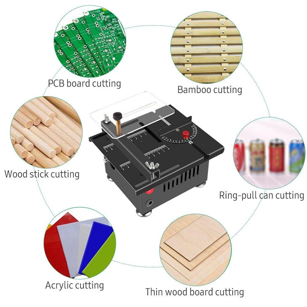 Table Saw Cutting Set 100W Mini Table Saw with 16mm Cutting Depth and Blade Flexible Shaft - EU Plug/Type 3/Liftable Blade