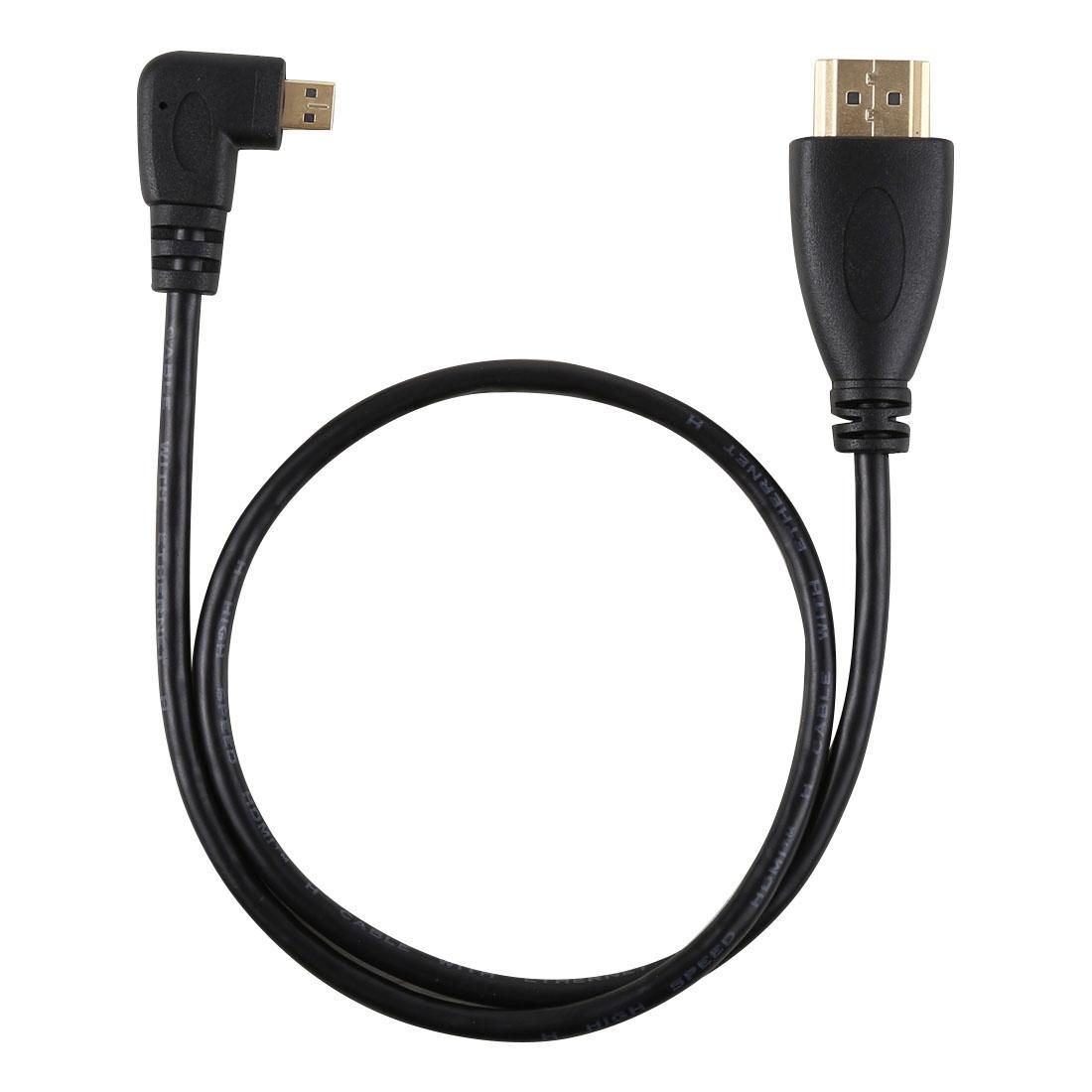 50cm 4K HDMI Male to Micro HDMI Left Angled Male Gold-plated Connector Adapter Cable