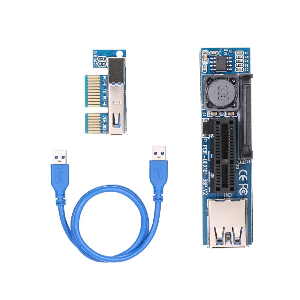 Mini PCI-E 1X Extension Cable Powered Riser Adapter