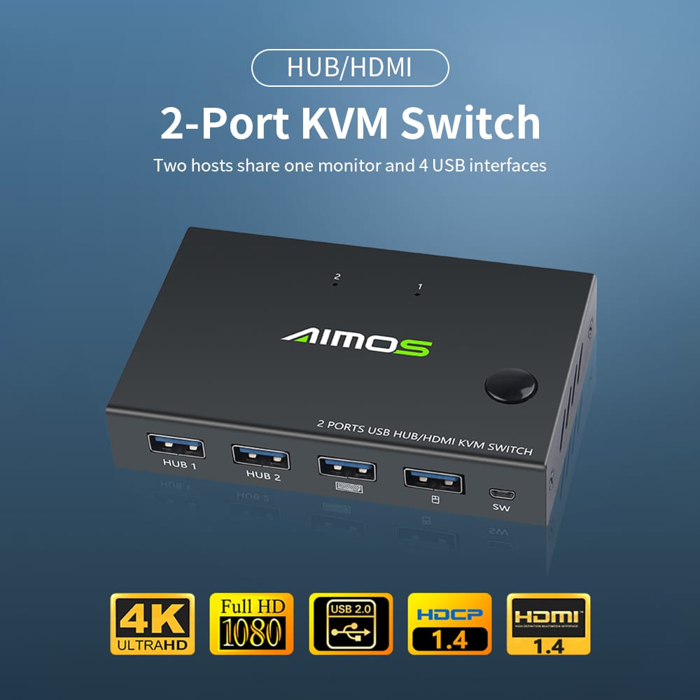 AIMOS AM-KVM201CC 2-Port HDMI KVM Switch Support 4K*2K@30Hz